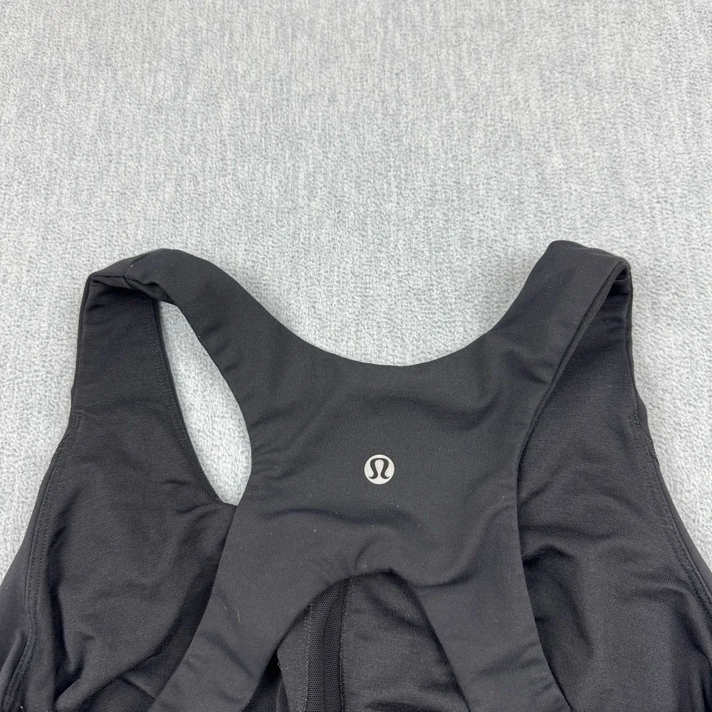 Lululemon Tank Top Women 4 Gray Black Run Your Heart Out‎ Racerback Yoga Workout